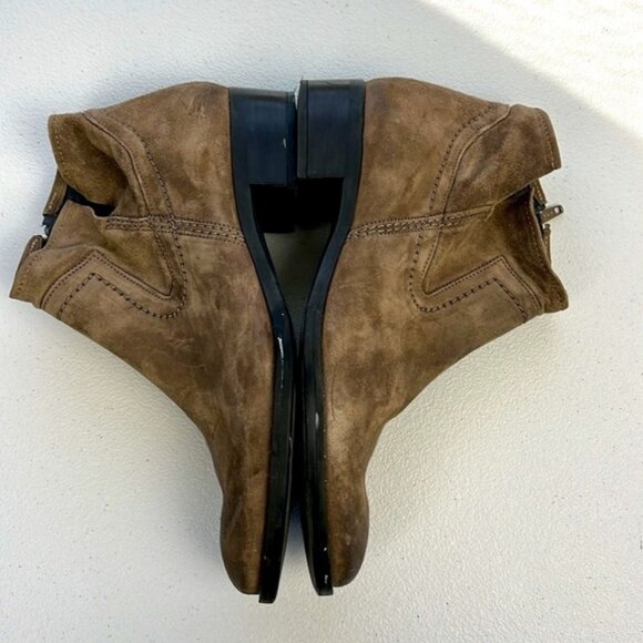 Paul Green Boston Bootie 7.5 Brown Suede Mineral Nubeck Leather Low Heel Shoe - Picture 5 of 12